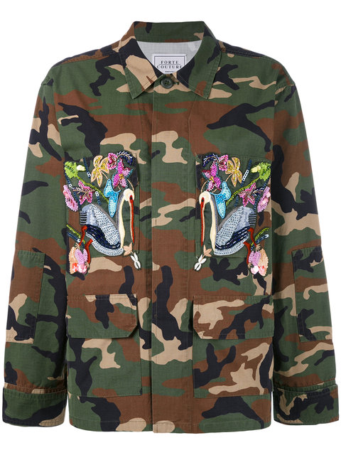 FORTE COUTURE FORTE DEI MARMI COUTURE EMBROIDERED MILITARY JACKET - GREEN