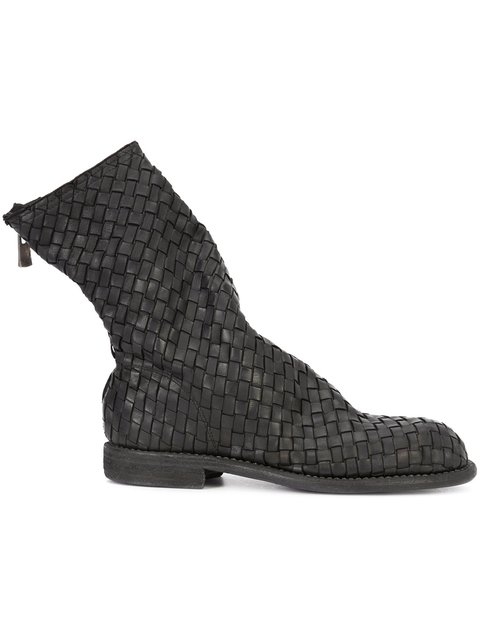 GUIDI interlaced leather ankle boots