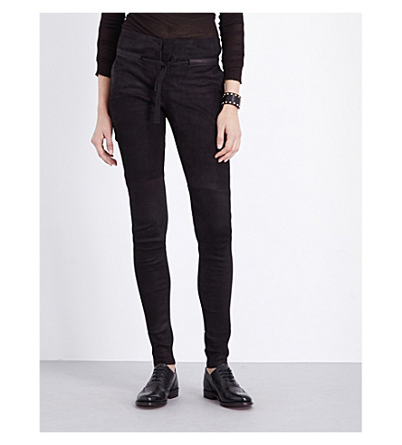 ISABEL BENENATO Skinny high-rise leather biker trousers