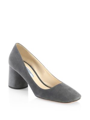 PRADA Suede Block Heel Pumps