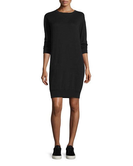 ATM ANTHONY THOMAS MELILLO Crewneck Sweatshirt Dress, Black | ModeSens