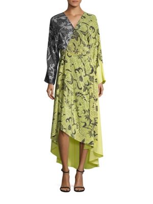 DIANE VON FURSTENBERG Combo Woven Silk Wrap Dress