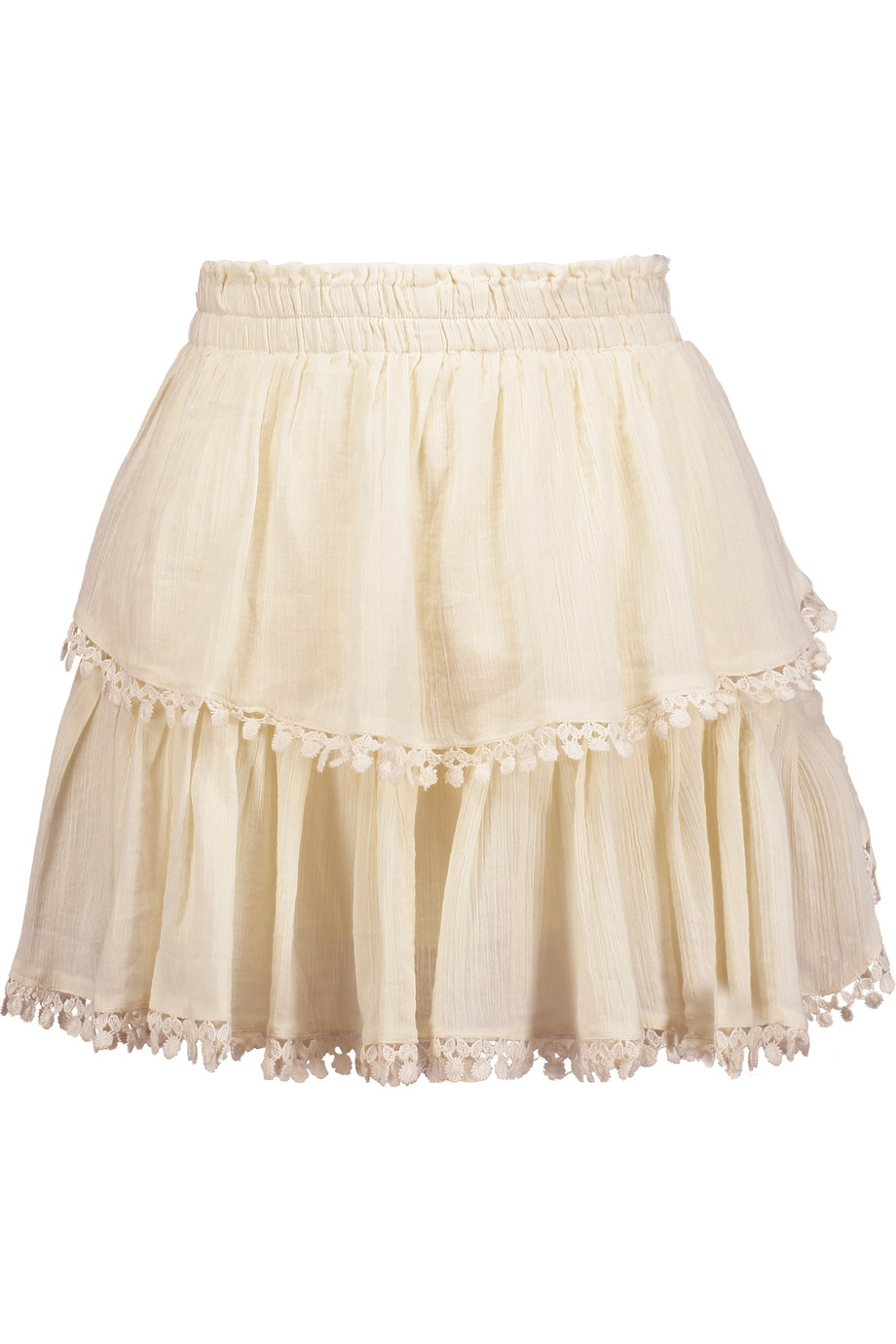 LOVESHACKFANCY Embroidered Pleated CottonGauze Mini Skirt in Purple