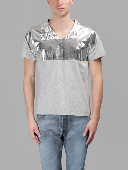 MAISON MARGIELA MAISON MARGIELA MEN'S GREY CHARITY T-SHIRT WITH SILVER FOIL
