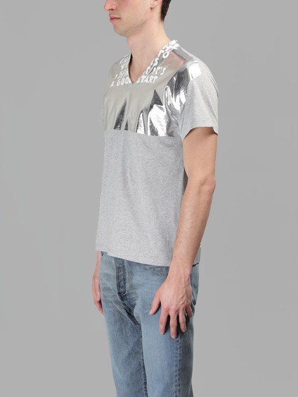MAISON MARGIELA MAISON MARGIELA MEN'S GREY CHARITY T-SHIRT WITH SILVER FOIL