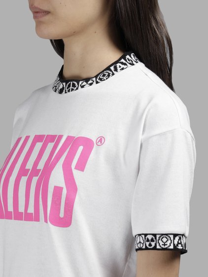 ALYX Aleeks Jersey T-Shirt W/ Jacquard Trim, White/Fuchsia | ModeSens