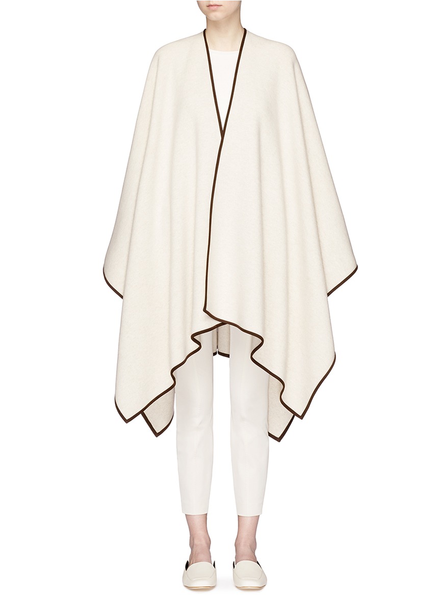 THE ROW 'Dusana' goatskin suede trim Merino wool-cashmere cape