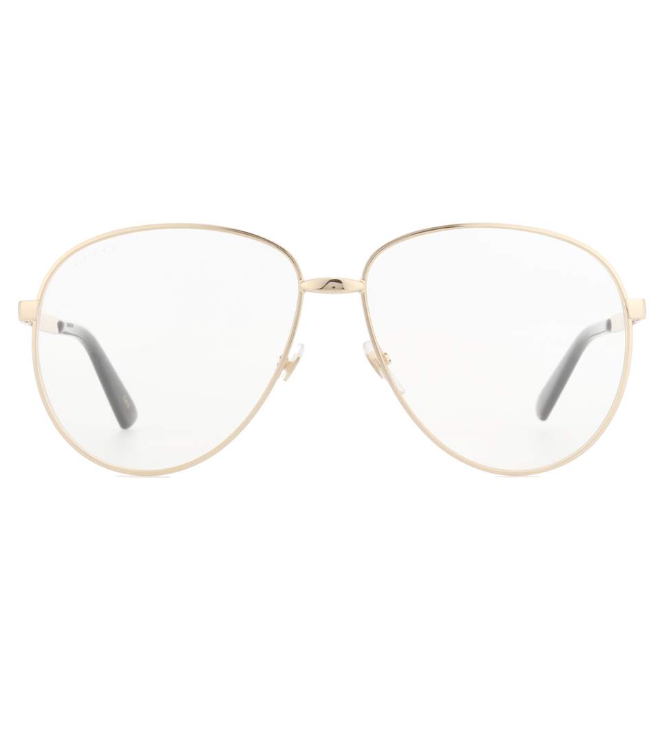 GUCCI AVIATORSTYLE GOLDTONE OPTICAL GLASSES ModeSens