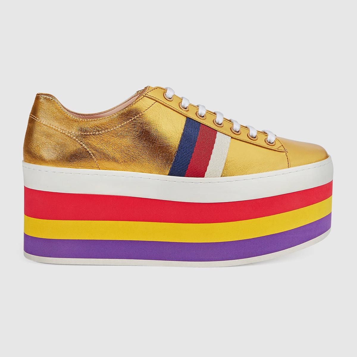 gucci gold peggy platform sneakers
