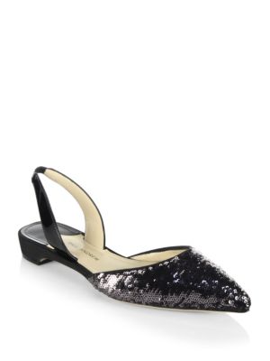 PAUL ANDREW Rhea Sequined Slingback Flats