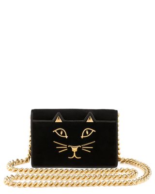 CHARLOTTE OLYMPIA FELINE SUEDE CROSSBODY
