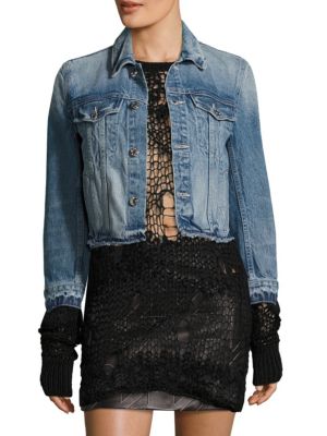 HELMUT LANG Tacked Shrunken Denim Cotton Jacket