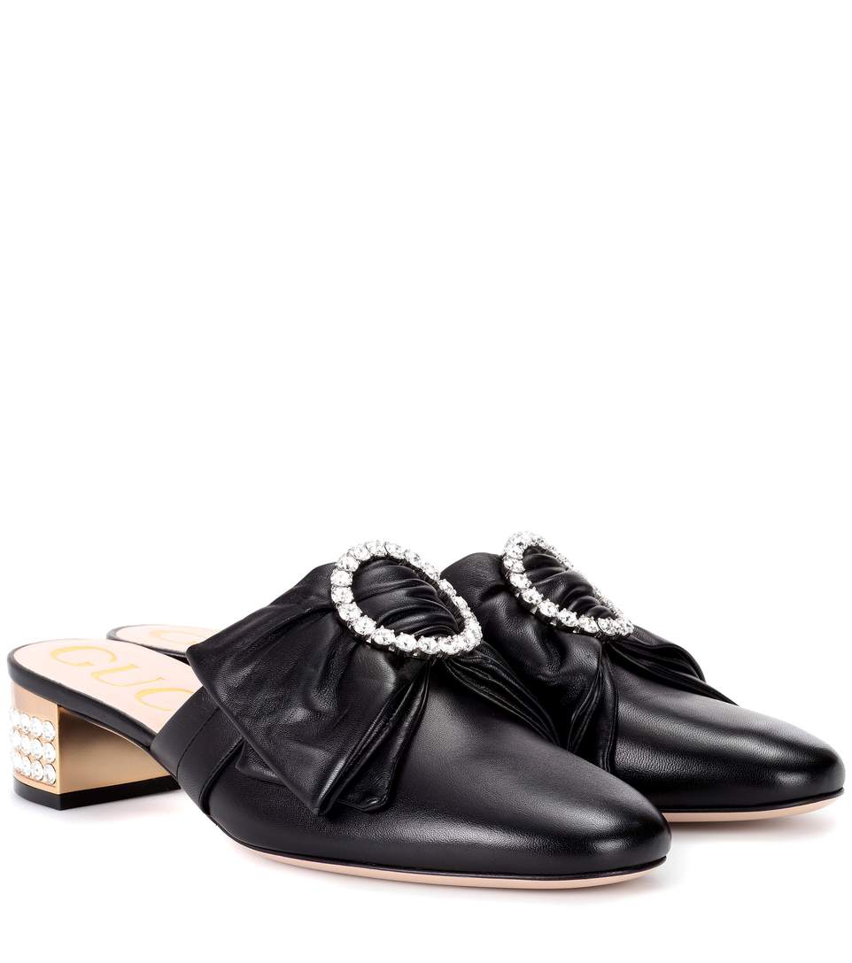 GUCCI High Heel Shoes Candy Slippers With Bow Detail With Crystal And