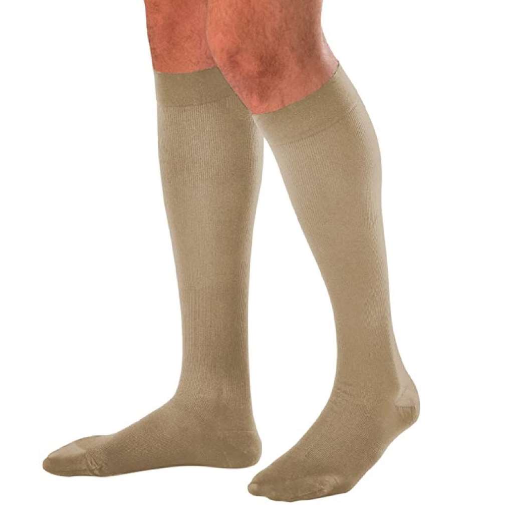 JOBST forMen Ribbed Knee High Socks Closed Toe 15-20mmHg (Khaki) Small - Picture 1 of 5