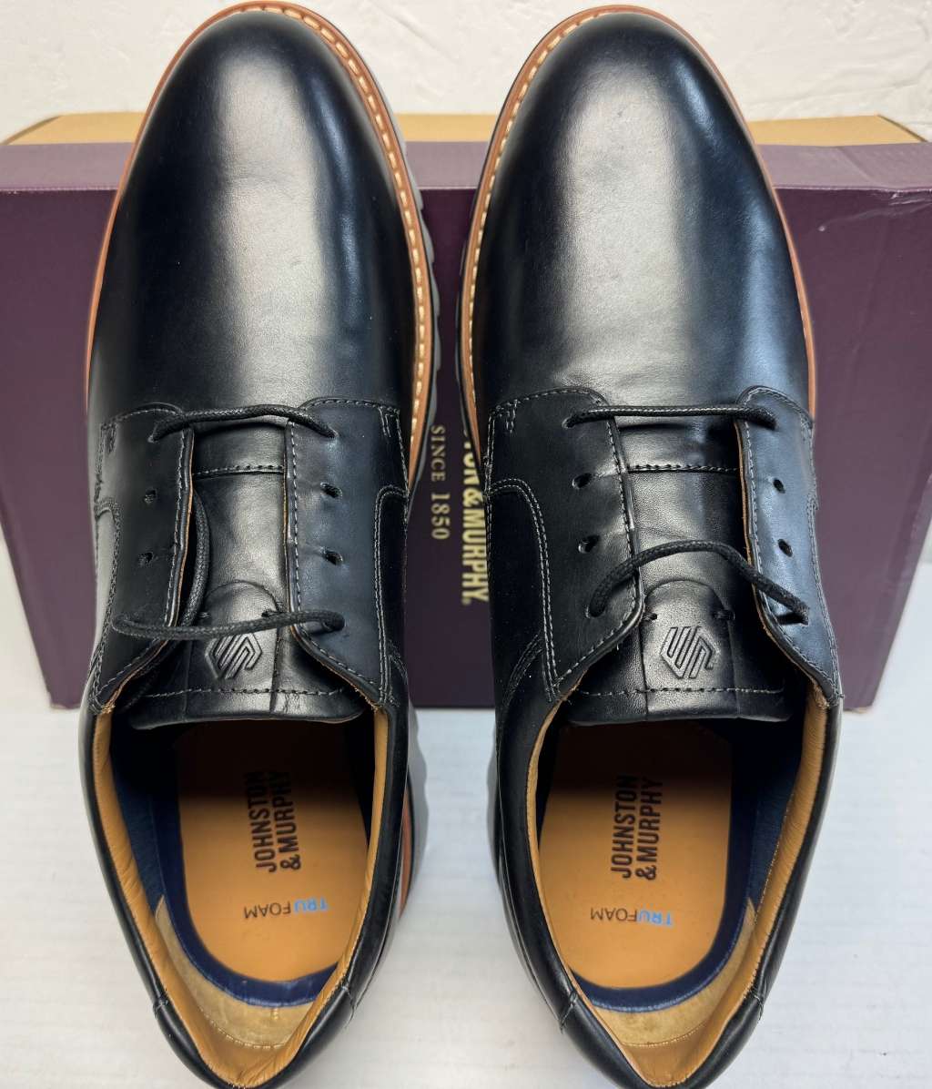 Johnston & Murphy Braydon Plain Toe Black Full Grain, 11 | eBay