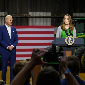 Joe Biden takes the stage in Menlo, IA