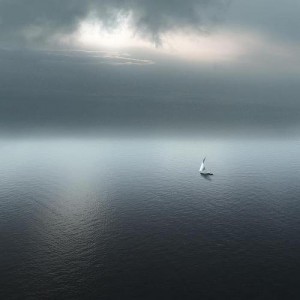 boat on vast ocean