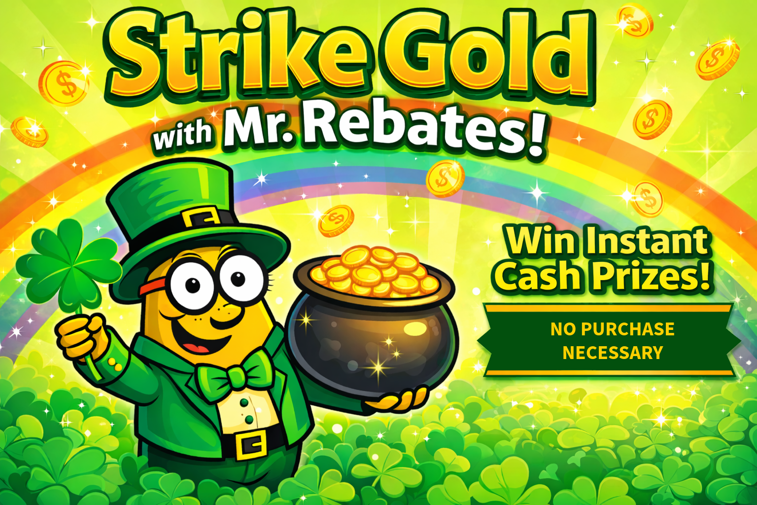 Strike Gold with Mr. Rebates - Win Instant Cash! No Purchase Necessary