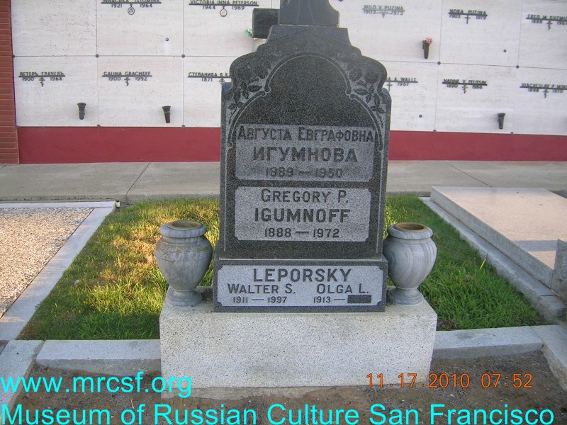Grave/tombstone of IGUMNOFF Григорий П.