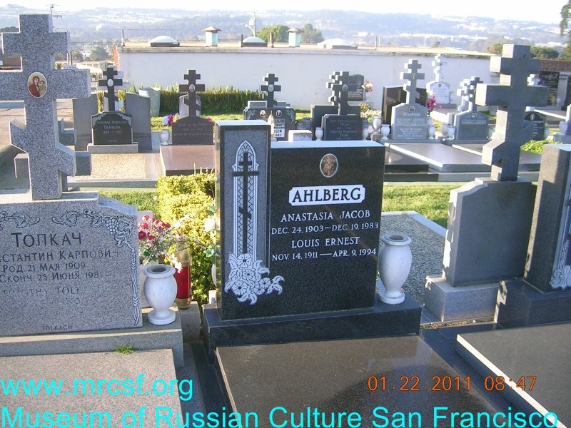 Grave/tombstone of AHLBERG Anastasia Jacob