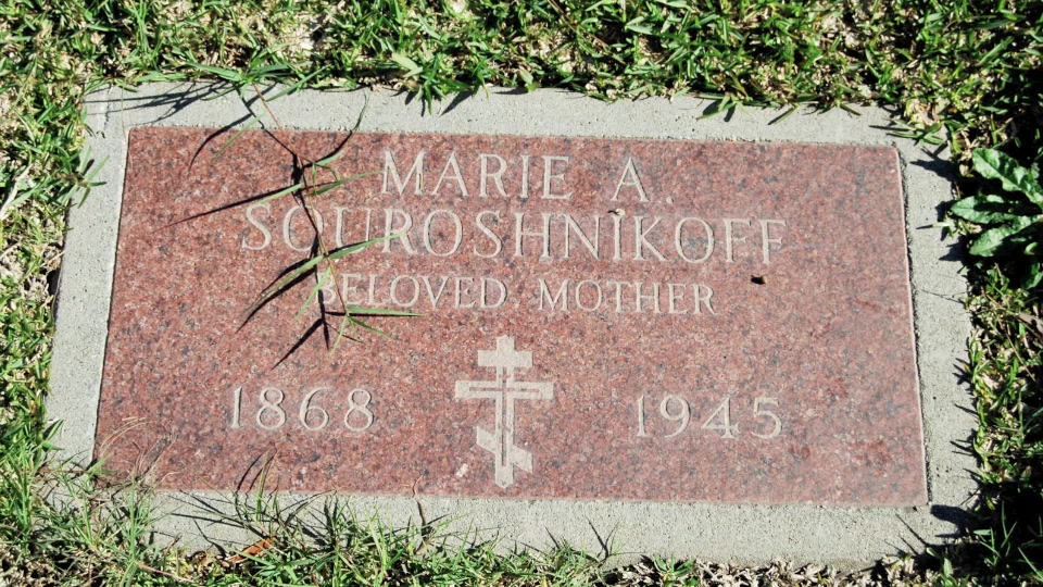Grave/tombstone of SOUROSHNIKOFF Marie A.
