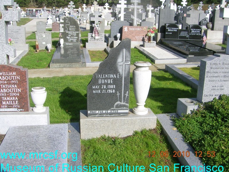 Grave/tombstone of BONDE Валентина Е.
