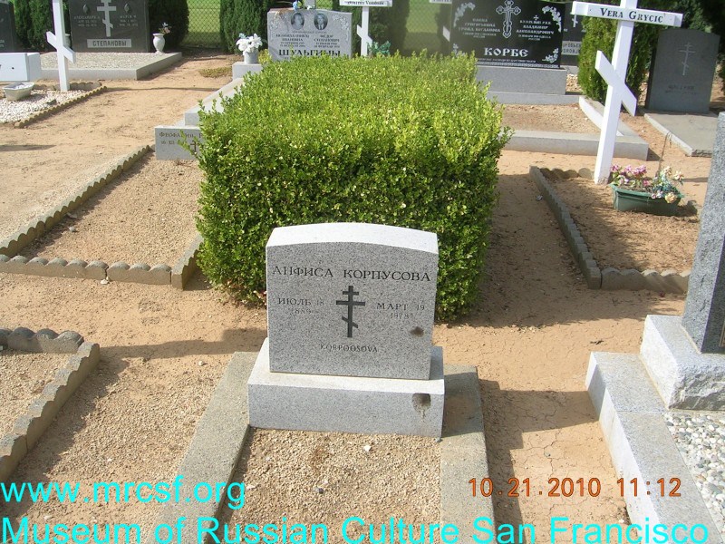 Grave/tombstone of KORPUSOFF Анфиса