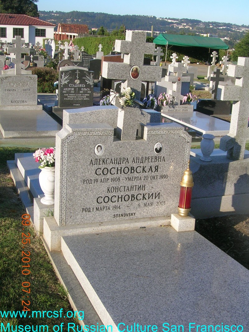 Grave/tombstone of SOSNOVSKY Александра Андреевна