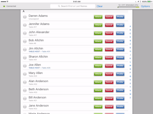 Animated GIF showing blazing fast guest check-in on an iPad