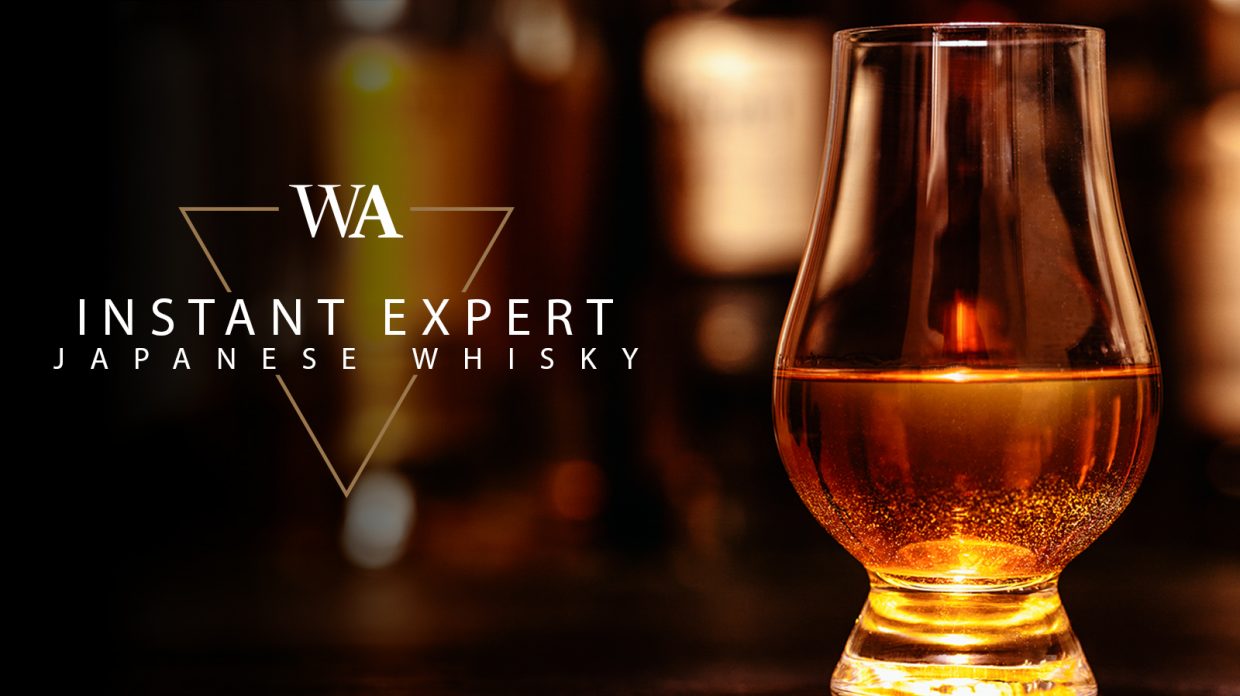 Glencairn glass of whisky with the words "Instant Expert Japanese Whisky" and Whisky Advocate logo.
