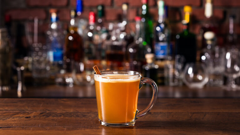 whiskey hot toddy on a bar