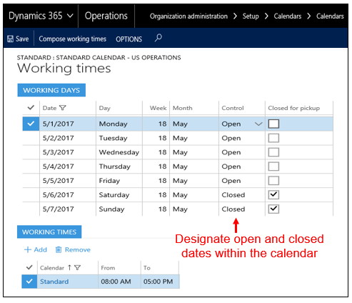 SCM Calendars in Dynamics 365 SCM Calendars in Dynamics 365