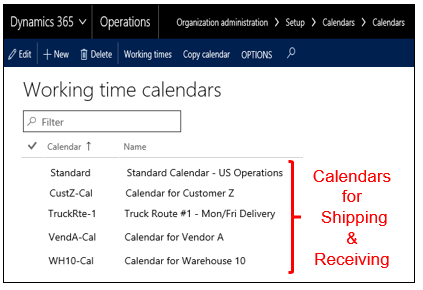SCM Calendars in Dynamics 365 for Operations SCM Calendars in Dynamics 365 for Operations