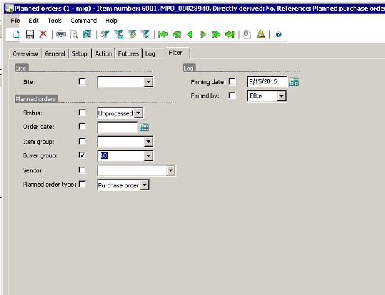 Microsoft Dynamics AX buyer and planner filtered favorites