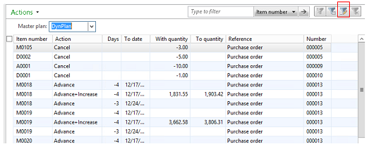 Microsoft Dynamics AX buyer and planner filtered favorites