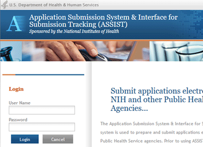 NIH Application Submission System (ASSIST) website thumbnail