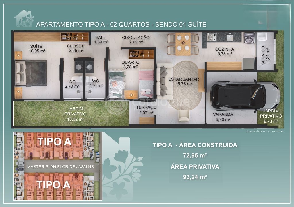 Casa 3 quartos (1 suíte) – condomínio flor de jasmins