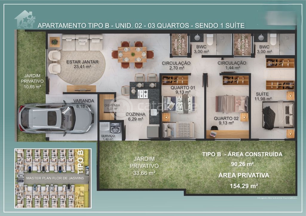 Casa 3 quartos (1 suíte) – condomínio flor de jasmins