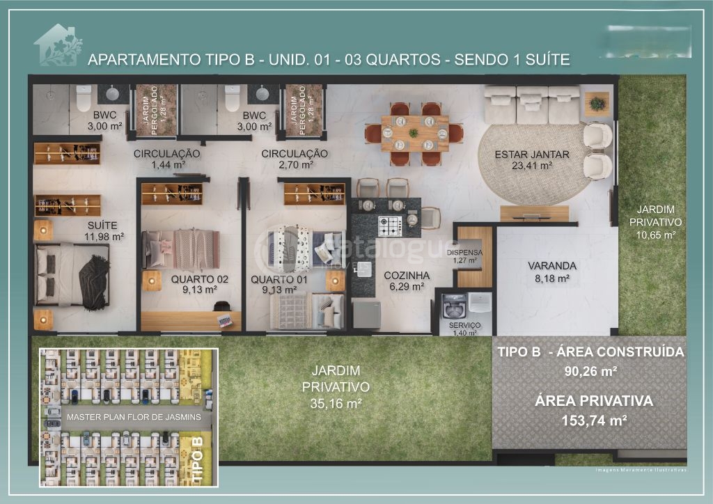 Casa 3 quartos (1 suíte) – condomínio flor de jasmins