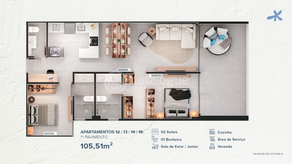 Apartamentos alto padrão pé na areia em cotovelo (03 opções 