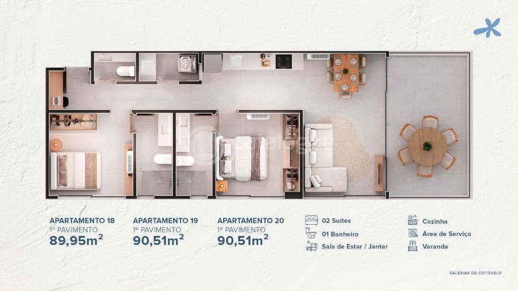 Apartamentos alto padrão pé na areia em cotovelo (03 opções 