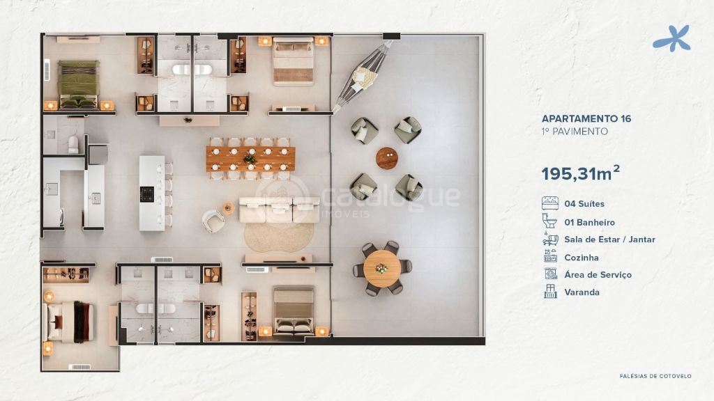 Apartamentos alto padrão pé na areia em cotovelo (03 opções 