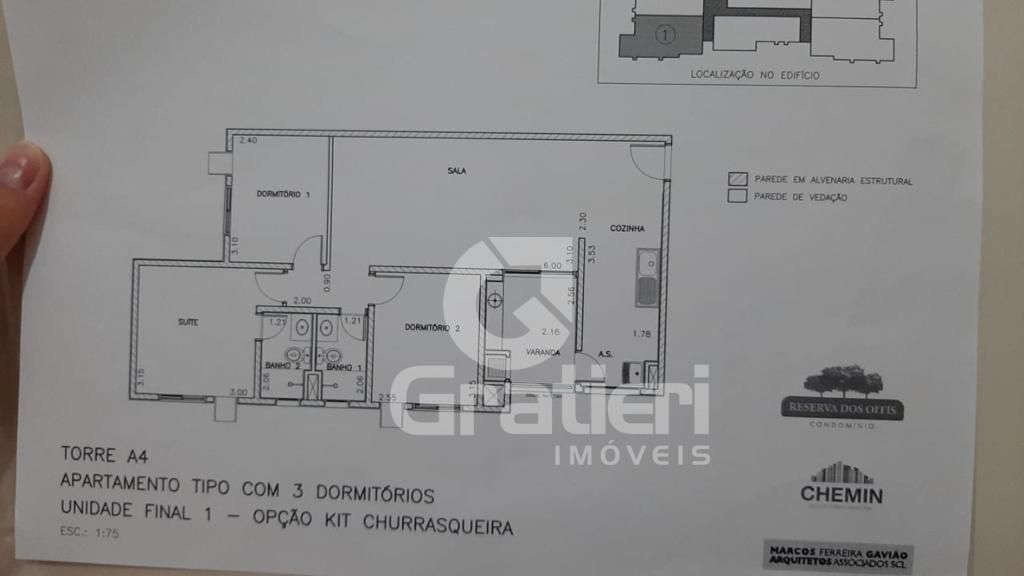 Apartamento 3 dormitórios c/ 1 suíte no reserva dos oitis