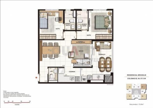 Apartamento para venda no brooklin com 2 suítes e 2 vagas de garagem
