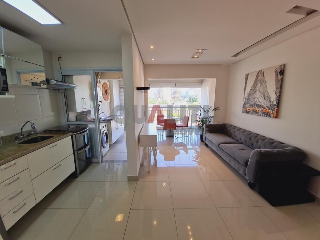 Apartamento para venda no Brooklin, com 49 m², 1 suíte, lavabo, terraço, ar condicionado, 1 vaga, lazer completo e condº baixo.