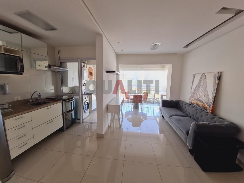 Apartamento para venda no Brooklin, com 49 m², 1 suíte, lavabo, terraço, ar condicionado, 1 vaga, lazer completo e condº baixo.