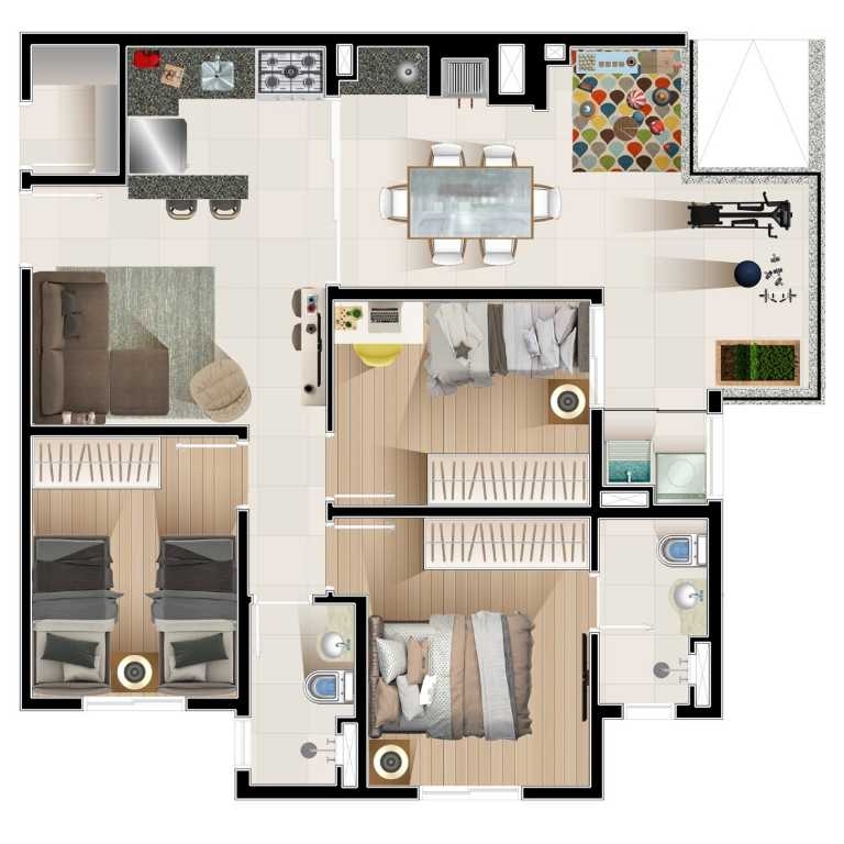 Lindo e confortavel apartamento dois dormitórios suíte no Jardim Oswaldo Cruz