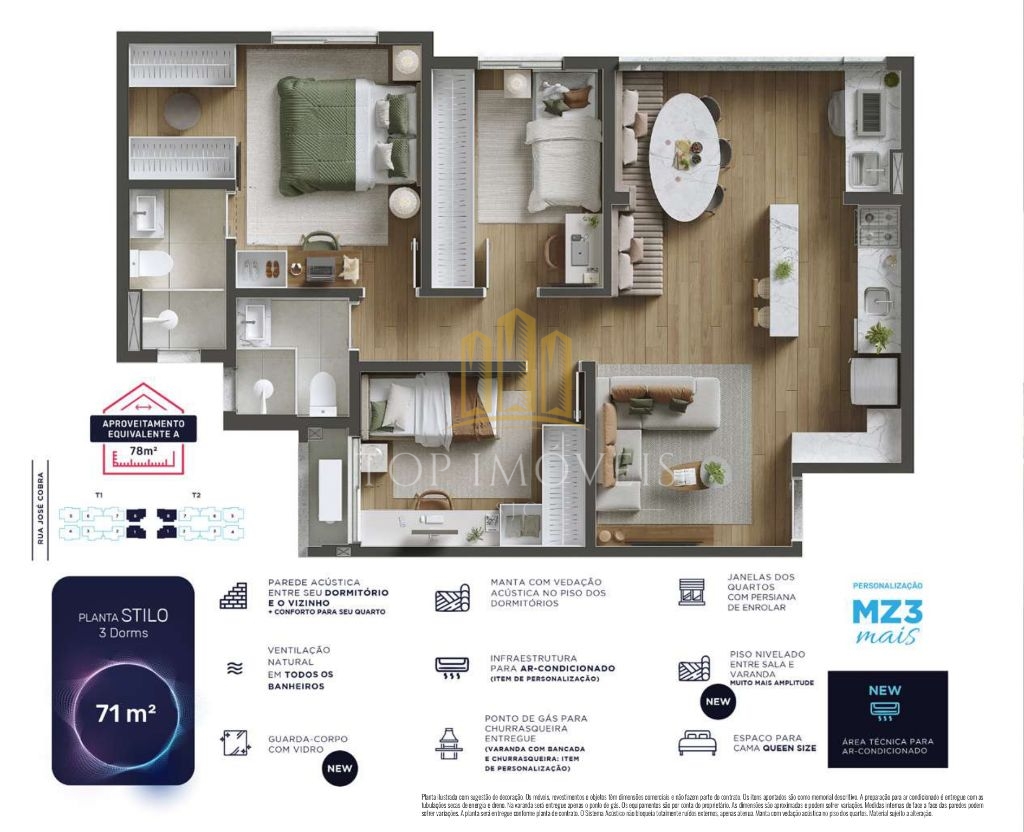 Apto com 3 dorms e suíte na Zona Sul