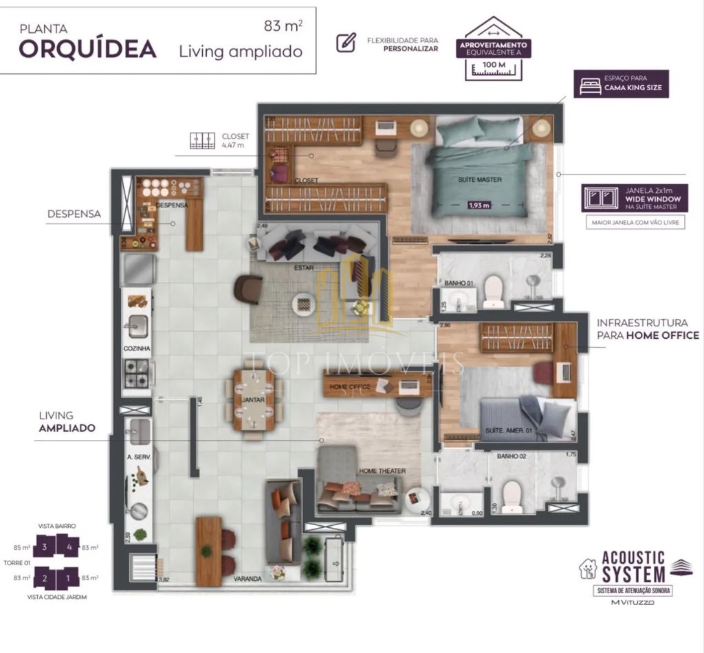Apartamento novo 2 suítes andar alto vista livre para o pôr 