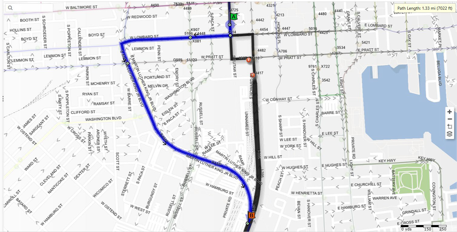 Express BusLink 163 detour map